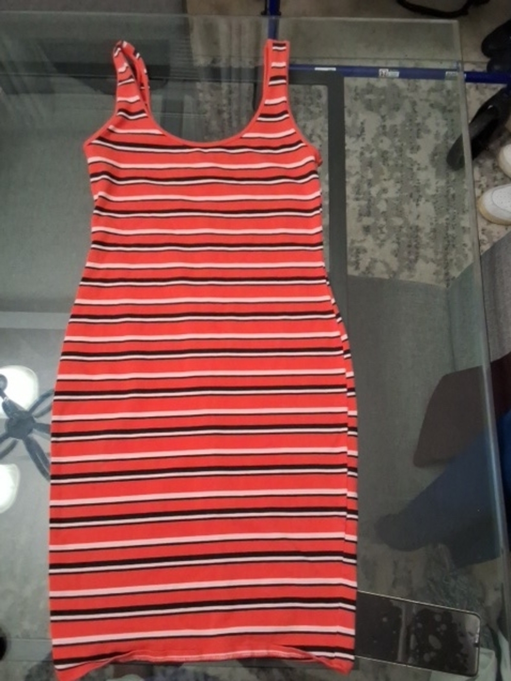 Forever 21 Orange, Black & White Striped Tank Dress